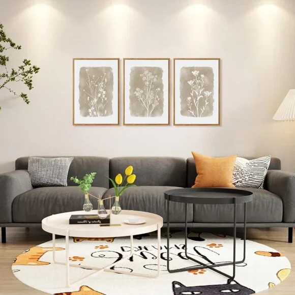 Elegant Framed Boho Floral Art Prints - 16x24 Set for Living and Work Spaces